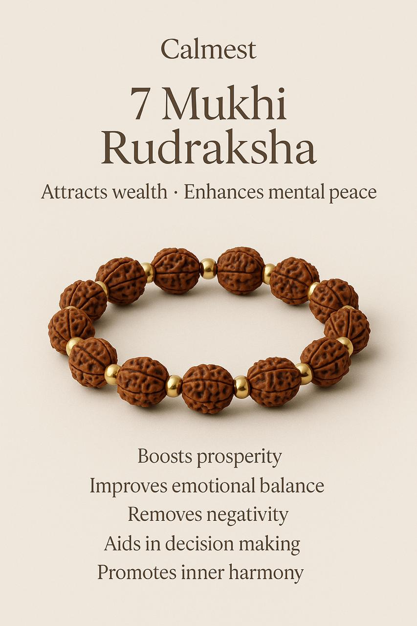 Authentic 7 Mukhi Rudraksha Bracelet – Unisex Spiritual Beads for Inner Peace & Prosperity